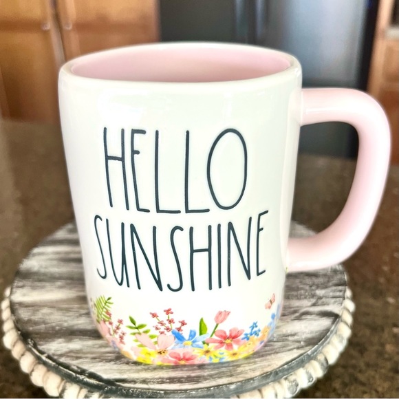 Rae Dunn Other - NEW - HELLO SUNSHINE ☀️ Cute Rae Dunn Coffee Mug with FLOWERS on all sides